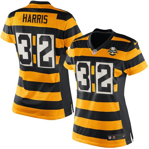 Women's Elite Franco Harris 80th Anniversary Nike Jersey Gold/Black Alternate - #32 Throwback NFL Pittsburgh Steelers